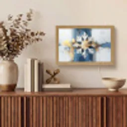 Abstract - Winter - Sneeuwvlok - Sneeuw - Goud Light Box met kabel (Tafellamp) klein -sfeer2