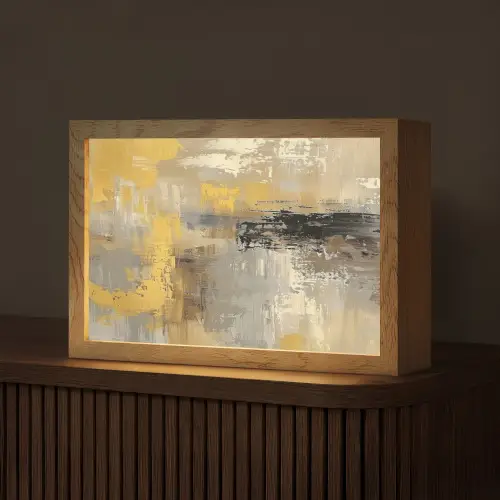 Abstract - Geel - Modern - Beige Light Box met kabel (Tafellamp) klein -z3d_website