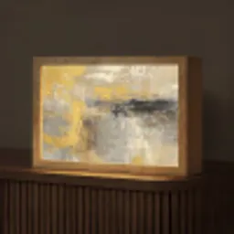 Abstract - Geel - Modern - Beige Light Box met kabel (Tafellamp) klein -z3d_website