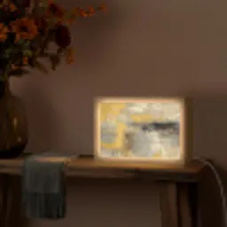 Abstract - Geel - Modern - Beige Light Box met kabel (Tafellamp) klein -sfeer4