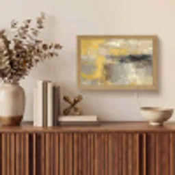 Abstract - Geel - Modern - Beige Light Box met kabel (Tafellamp) klein -sfeer2