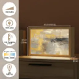 Abstract - Geel - Modern - Beige Light Box met kabel (Tafellamp) klein -USP_EN