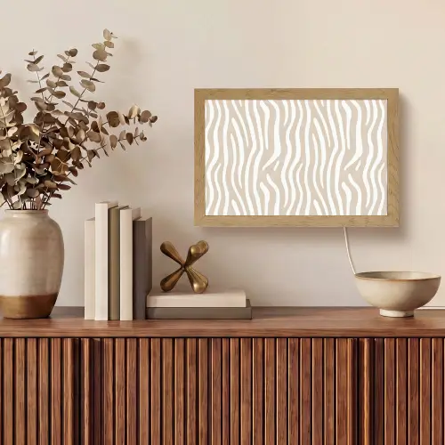 Abstract - Zebra - Beige Light Box met kabel (Tafellamp) klein 924 -sfeer2
