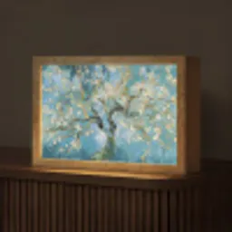 Amandelbloesem boom - Blauw - Abstract Light Box met kabel (Tafellamp) klein -z3d_website