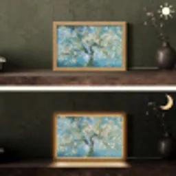 Amandelbloesem boom - Blauw - Abstract Light Box met kabel (Tafellamp) klein -sfeer3