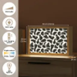 Dierenpatroon - Vlekken - Zwart - Wit Light Box met kabel (Tafellamp) klein 924 -USP_EN