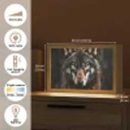 Dieren - Wolf - Portret - Zwart - Bruin Light Box met kabel (Tafellamp) klein -USP_EN