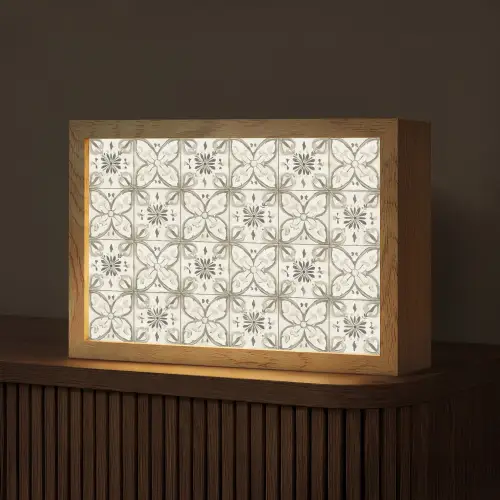 Antiek - Tegel - Beige Light Box met kabel (Tafellamp) klein 924 -z3d_website