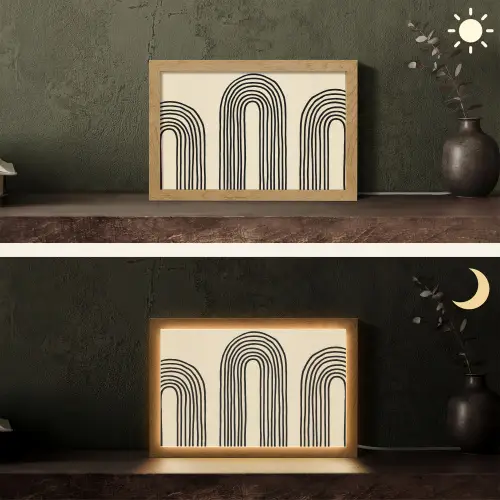 Boogvormen - Zwart - Strak Light Box met kabel (Tafellamp) klein -sfeer3