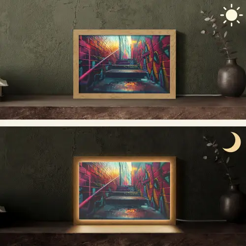 Architectuur - Neon - Trap - Graffiti Light Box met kabel (Tafellamp) klein -sfeer3