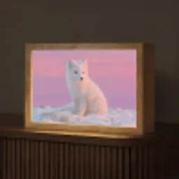 Poolvos - Sneeuw - Roze Light Box met kabel (Tafellamp) klein -z3d_website