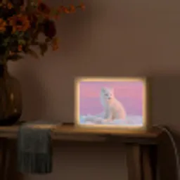 Poolvos - Sneeuw - Roze Light Box met kabel (Tafellamp) klein -sfeer4