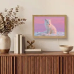 Poolvos - Sneeuw - Roze Light Box met kabel (Tafellamp) klein -sfeer2