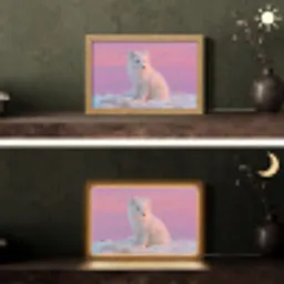 Poolvos - Sneeuw - Roze Light Box met kabel (Tafellamp) klein -sfeer3