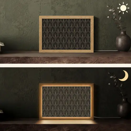 Pijlvorm - Waaier - Goud Light Box met kabel (Tafellamp) klein 924 -sfeer3
