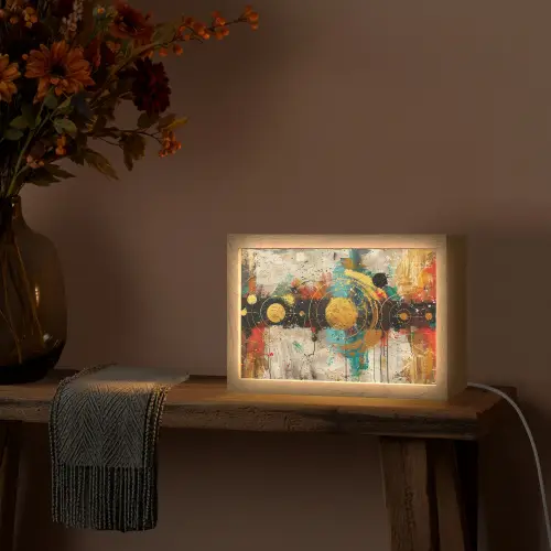 Kunst - Abstract - Aesthetic - Goud Light Box met kabel (Tafellamp) klein -sfeer4