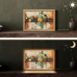 Kunst - Abstract - Aesthetic - Goud Light Box met kabel (Tafellamp) klein -sfeer3