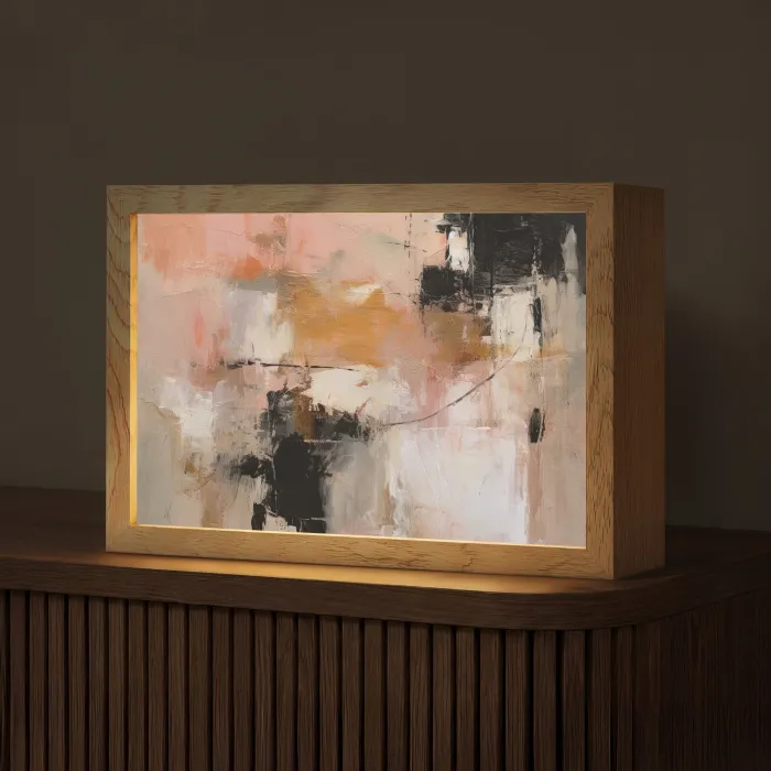 Kunst - Abstract - Beige - Verf Light Box met kabel (Tafellamp) klein -z3d_website