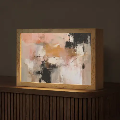 Kunst - Abstract - Beige - Verf Light Box met kabel (Tafellamp) klein -z3d_website