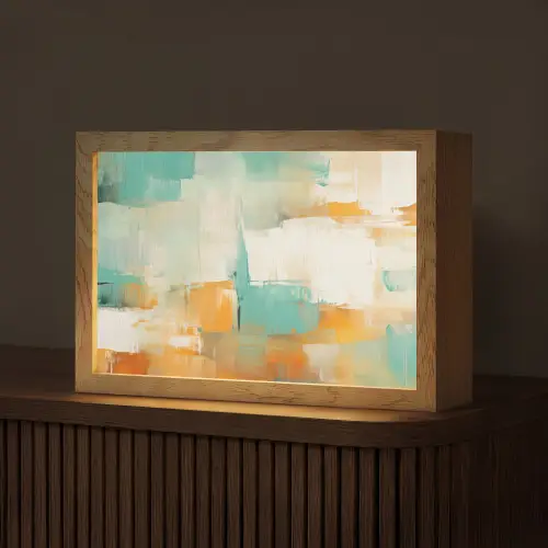 Kunst - Abstract - Blauw - Wit Light Box met kabel (Tafellamp) klein -z3d_website