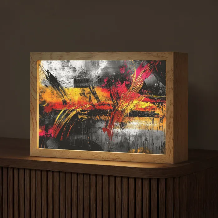 Kunst - Zwart - Abstract Light Box met kabel (Tafellamp) klein -z3d_website