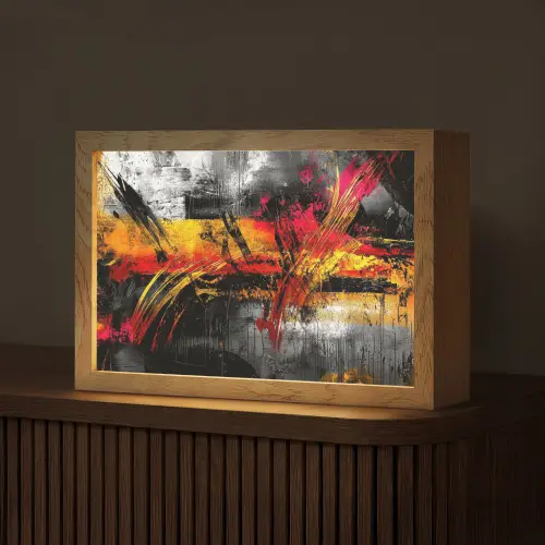 Kunst - Zwart - Abstract Light Box met kabel (Tafellamp) klein -z3d_website