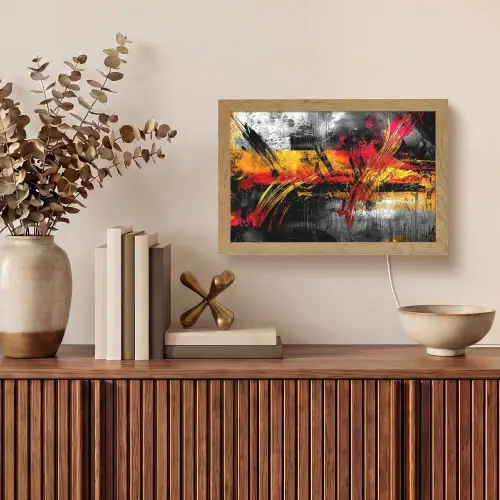 Kunst - Zwart - Abstract Light Box met kabel (Tafellamp) klein -sfeer2