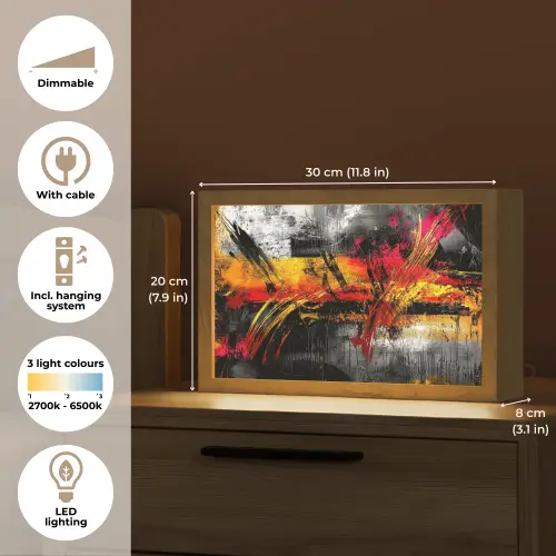 Kunst - Zwart - Abstract Light Box met kabel (Tafellamp) klein -USP_EN