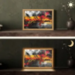 Kunst - Zwart - Abstract Light Box met kabel (Tafellamp) klein -sfeer3