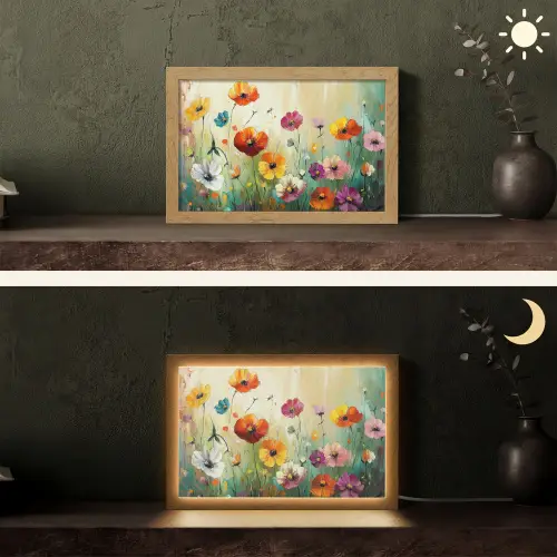 Kunst - Bloemen - Lente - Natuur Light Box met kabel (Tafellamp) klein -sfeer3