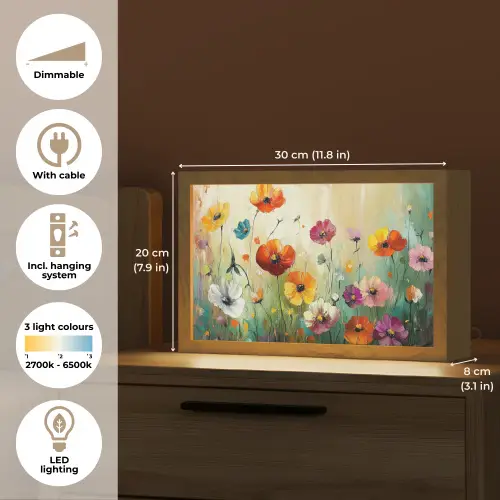 Kunst - Bloemen - Lente - Natuur Light Box met kabel (Tafellamp) klein -USP_EN
