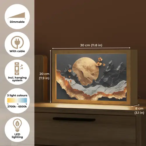 Kunst - Goud - Modern - Abstract Light Box met kabel (Tafellamp) klein -USP_EN