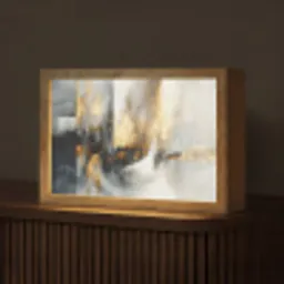 Kunst - Goud - Zilver - Abstract Light Box met kabel (Tafellamp) klein -z3d_website