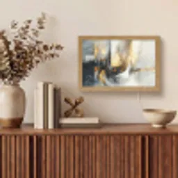 Kunst - Goud - Zilver - Abstract Light Box met kabel (Tafellamp) klein -sfeer2
