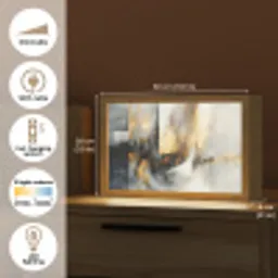 Kunst - Goud - Zilver - Abstract Light Box met kabel (Tafellamp) klein -USP_EN
