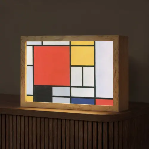 Kunst - Mondriaan - Oude meesters - Compositie 2 Light Box met kabel (Tafellamp) klein -z3d_website