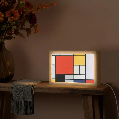 Kunst - Mondriaan - Oude meesters - Compositie 2 Light Box met kabel (Tafellamp) klein -sfeer4