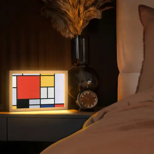 Kunst - Mondriaan - Oude meesters - Compositie 2 Light Box met kabel (Tafellamp) klein -sfeer1