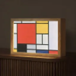 Kunst - Mondriaan - Oude meesters - Compositie 2 Light Box met kabel (Tafellamp) klein -z3d_website