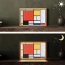Kunst - Mondriaan - Oude meesters - Compositie 2 Light Box met kabel (Tafellamp) klein -sfeer3