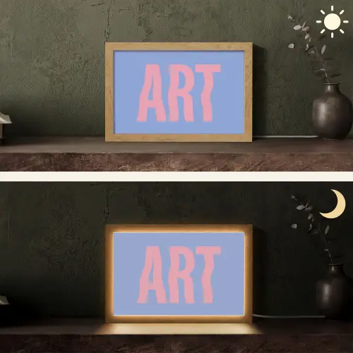 Art - Roze - Blauw Light Box met kabel (Tafellamp) klein -sfeer3