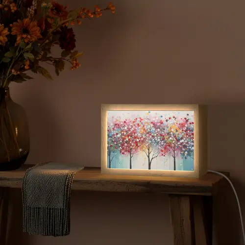 Kunst - Bomen - Natuur - Acryl Light Box met kabel (Tafellamp) klein -sfeer4