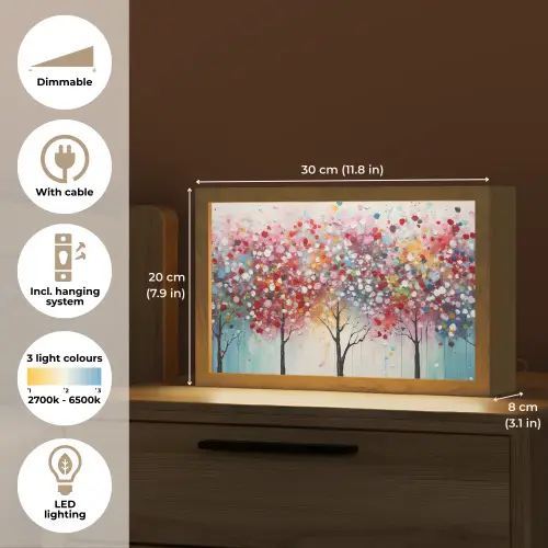 Kunst - Bomen - Natuur - Acryl Light Box met kabel (Tafellamp) klein -USP_EN