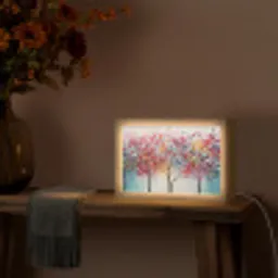 Kunst - Bomen - Natuur - Acryl Light Box met kabel (Tafellamp) klein -sfeer4
