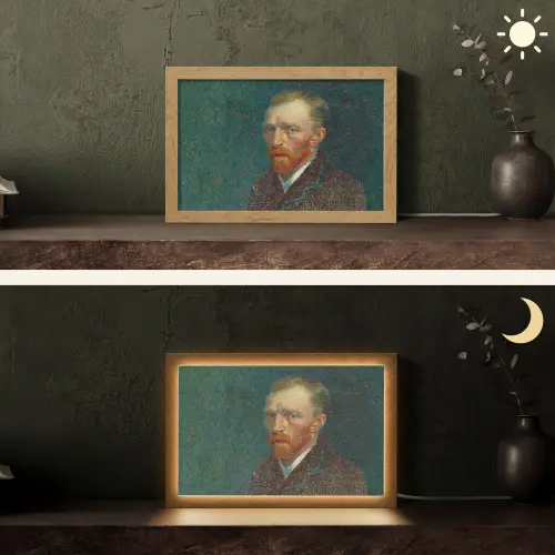 Kunst - Van Gogh - Oude meesters - Zelfportret Light Box met kabel (Tafellamp) klein -sfeer3