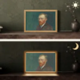 Kunst - Van Gogh - Oude meesters - Zelfportret Light Box met kabel (Tafellamp) klein -sfeer3