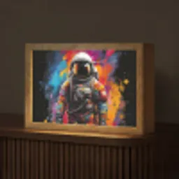 Astronaut - Graffiti - Zwart - Kleuren Light Box met kabel (Tafellamp) klein -z3d_website