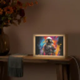 Astronaut - Graffiti - Zwart - Kleuren Light Box met kabel (Tafellamp) klein -sfeer4