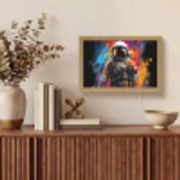 Astronaut - Graffiti - Zwart - Kleuren Light Box met kabel (Tafellamp) klein -sfeer2