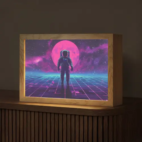 Astronaut - Maan - Roze - Sterrennevels Light Box met kabel (Tafellamp) klein -z3d_website